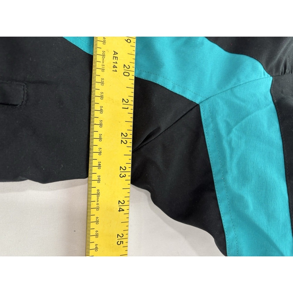 Vtg Catalina Jacket Womens Large Black Teal Full Zip Windbreaker Bomber - Picture 8 of 9